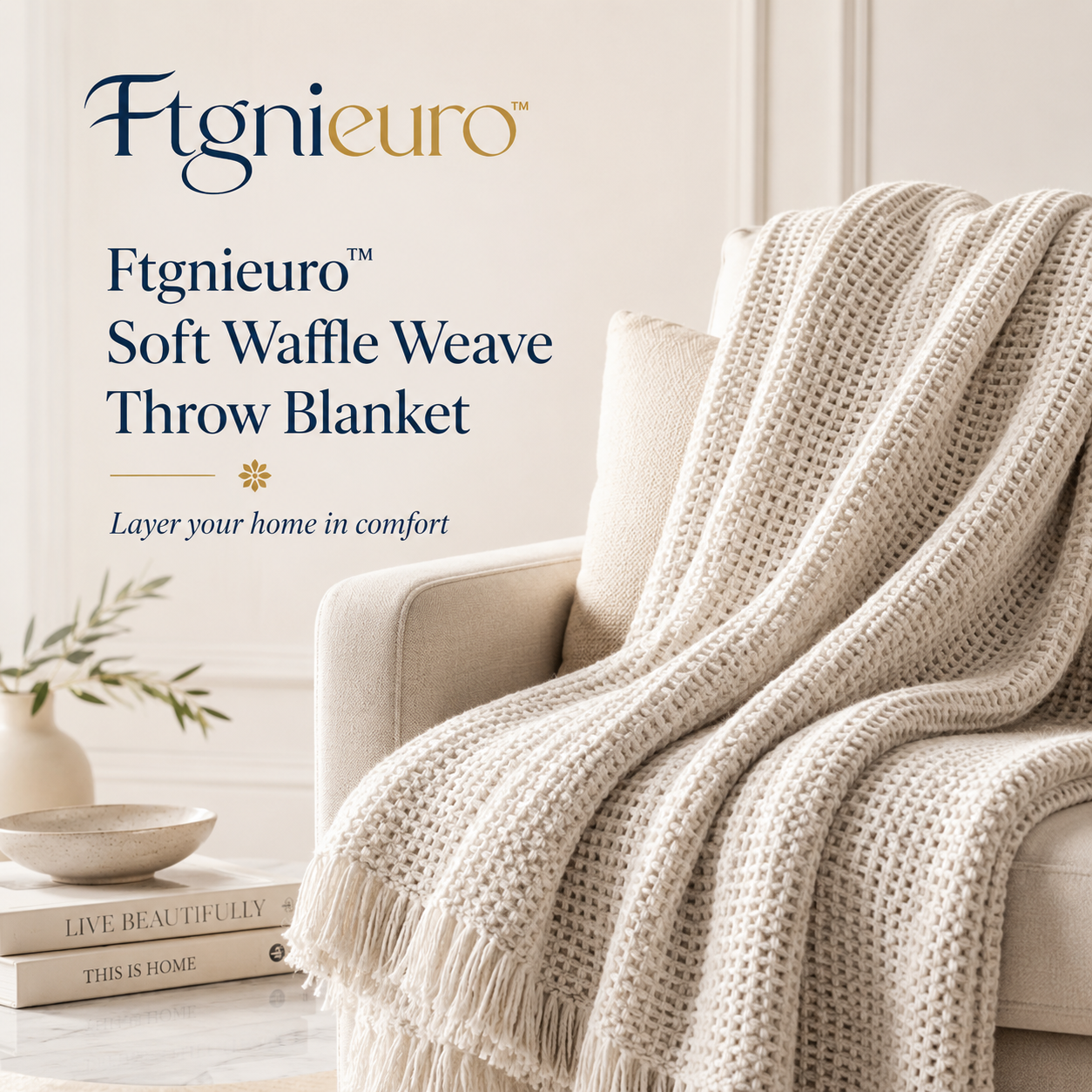 Ftgnieuro™ Soft Waffle Weave Throw Blanket